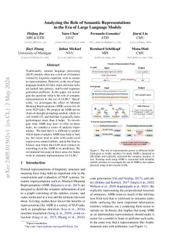 Analyzing the Role of Semantic Representations in the Era of Large
  Language Models