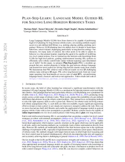 Plan-Seq-Learn: Language Model Guided RL for Solving Long Horizon
  Robotics Tasks