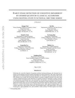 Early-stage detection of cognitive impairment by hybrid
  quantum-classical algorithm using resting-state functional MRI time-series