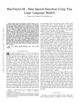HateTinyLLM : Hate Speech Detection Using Tiny Large Language Models