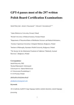 GPT-4 passes most of the 297 written Polish Board Certification
  Examinations