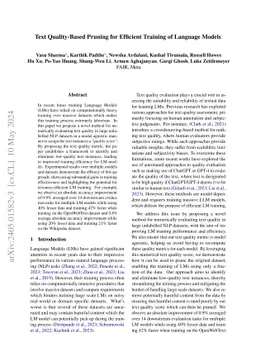 Text Quality-Based Pruning for Efficient Training of Language Models