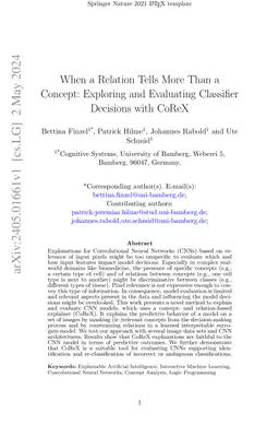 When a Relation Tells More Than a Concept: Exploring and Evaluating
  Classifier Decisions with CoReX