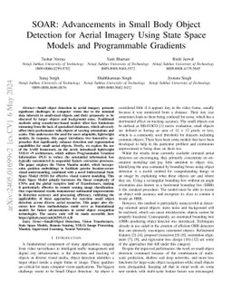 SOAR: Advancements in Small Body Object Detection for Aerial Imagery
  Using State Space Models and Programmable Gradients