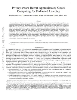 Privacy-aware Berrut Approximated Coded Computing for Federated Learning