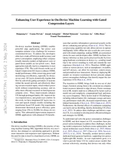Enhancing User Experience in On-Device Machine Learning with Gated
  Compression Layers