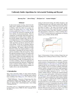 Uniformly Stable Algorithms for Adversarial Training and Beyond