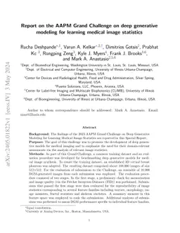 Report on the AAPM Grand Challenge on deep generative modeling for
  learning medical image statistics