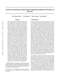 AI-Powered Autonomous Weapons Risk Geopolitical Instability and Threaten
  AI Research