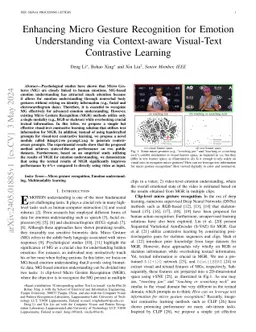 Enhancing Micro Gesture Recognition for Emotion Understanding via
  Context-aware Visual-Text Contrastive Learning