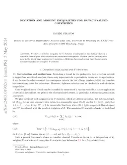 Deviation and moment inequalities for Banach-valued $U$-statistics