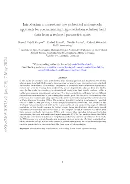 Introducing a microstructure-embedded autoencoder approach for
  reconstructing high-resolution solution field data from a reduced parametric
  space