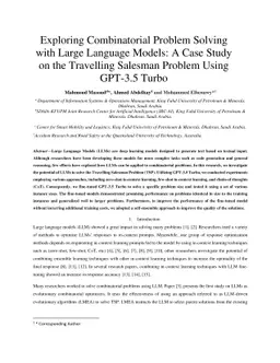 Exploring Combinatorial Problem Solving with Large Language Models: A
  Case Study on the Travelling Salesman Problem Using GPT-3.5 Turbo