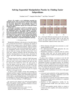 Solving Sequential Manipulation Puzzles by Finding Easier Subproblems