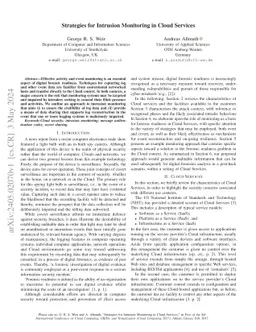 Strategies for Intrusion Monitoring in Cloud Services