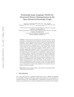 Evaluating Large Language Models for Structured Science Summarization in
  the Open Research Knowledge Graph