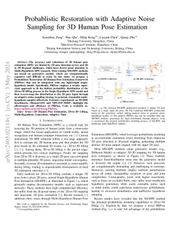Probablistic Restoration with Adaptive Noise Sampling for 3D Human Pose
  Estimation