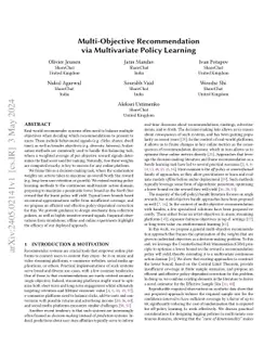 Multi-Objective Recommendation via Multivariate Policy Learning