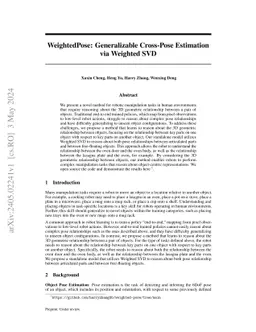 WeightedPose: Generalizable Cross-Pose Estimation via Weighted SVD