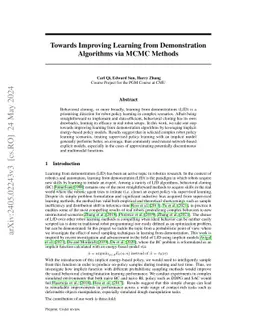 Towards Improving Learning from Demonstration Algorithms via MCMC
  Methods
