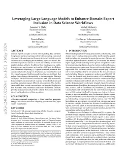 Leveraging Large Language Models to Enhance Domain Expert Inclusion in
  Data Science Workflows