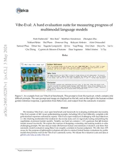 Vibe-Eval: A hard evaluation suite for measuring progress of multimodal
  language models