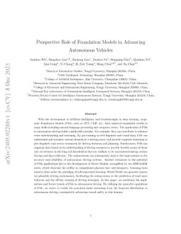 Prospective Role of Foundation Models in Advancing Autonomous Vehicles
