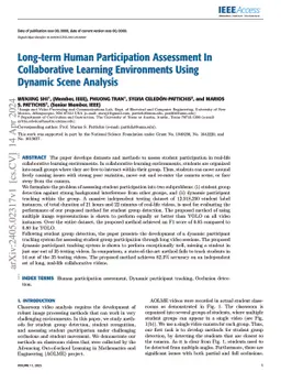 Long-term Human Participation Assessment In Collaborative Learning
  Environments Using Dynamic Scene Analysis