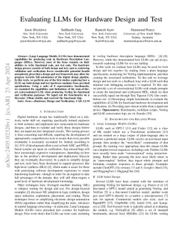 Evaluating LLMs for Hardware Design and Test