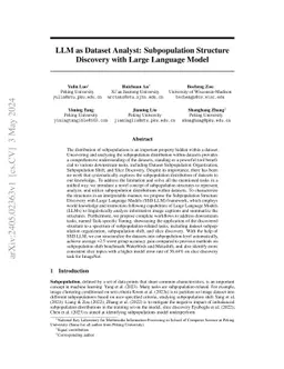 LLM as Dataset Analyst: Subpopulation Structure Discovery with Large
  Language Model