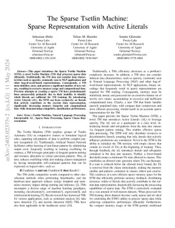 The Sparse Tsetlin Machine: Sparse Representation with Active Literals
