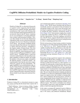 CogDPM: Diffusion Probabilistic Models via Cognitive Predictive Coding