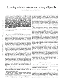 Learning minimal volume uncertainty ellipsoids