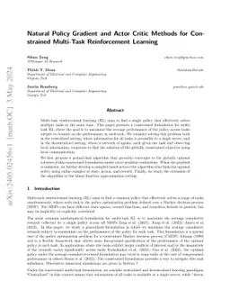 Natural Policy Gradient and Actor Critic Methods for Constrained
  Multi-Task Reinforcement Learning