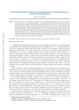 Finite Sample Analysis and Bounds of Generalization Error of Gradient
  Descent in In-Context Linear Regression