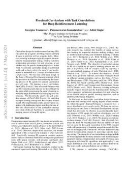 Proximal Curriculum with Task Correlations for Deep Reinforcement
  Learning