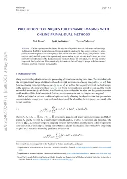 Prediction techniques for dynamic imaging with online primal-dual
  methods