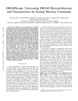 DRAMScope: Uncovering DRAM Microarchitecture and Characteristics by
  Issuing Memory Commands