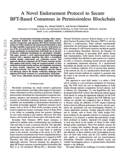 A Novel Endorsement Protocol to Secure BFT-Based Consensus in
  Permissionless Blockchain