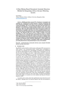 A Data Mining-Based Dynamical Anomaly Detection Method for Integrating
  with an Advance Metering System