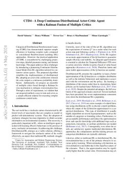 CTD4 -- A Deep Continuous Distributional Actor-Critic Agent with a Kalman Fusion of Multiple Critics