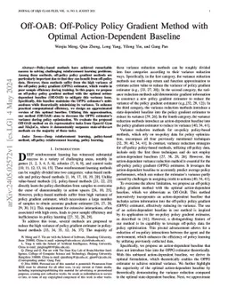 Off-OAB: Off-Policy Policy Gradient Method with Optimal Action-Dependent
  Baseline