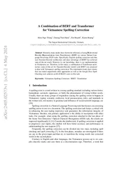 A Combination of BERT and Transformer for Vietnamese Spelling Correction