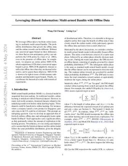 Online Bandits with (Biased) Offline Data: Adaptive Learning under Distribution Mismatch