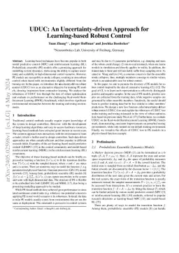 UDUC: An Uncertainty-driven Approach for Learning-based Robust Control