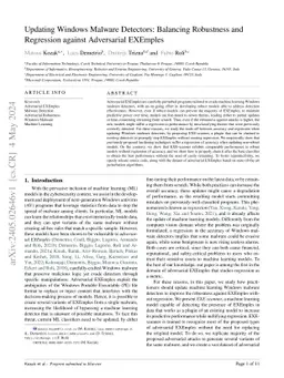 Updating Windows Malware Detectors: Balancing Robustness and Regression against Adversarial EXEmples