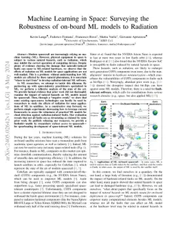 Machine Learning in Space: Surveying the Robustness of on-board ML
  models to Radiation