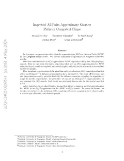 Improved All-Pairs Approximate Shortest Paths in Congested Clique
