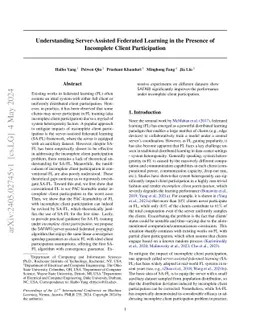 Understanding Server-Assisted Federated Learning in the Presence of
  Incomplete Client Participation