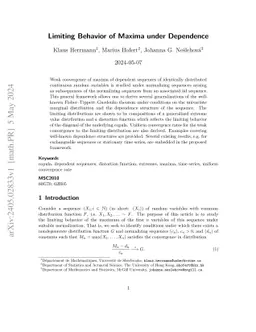 Limiting Behavior of Maxima under Dependence